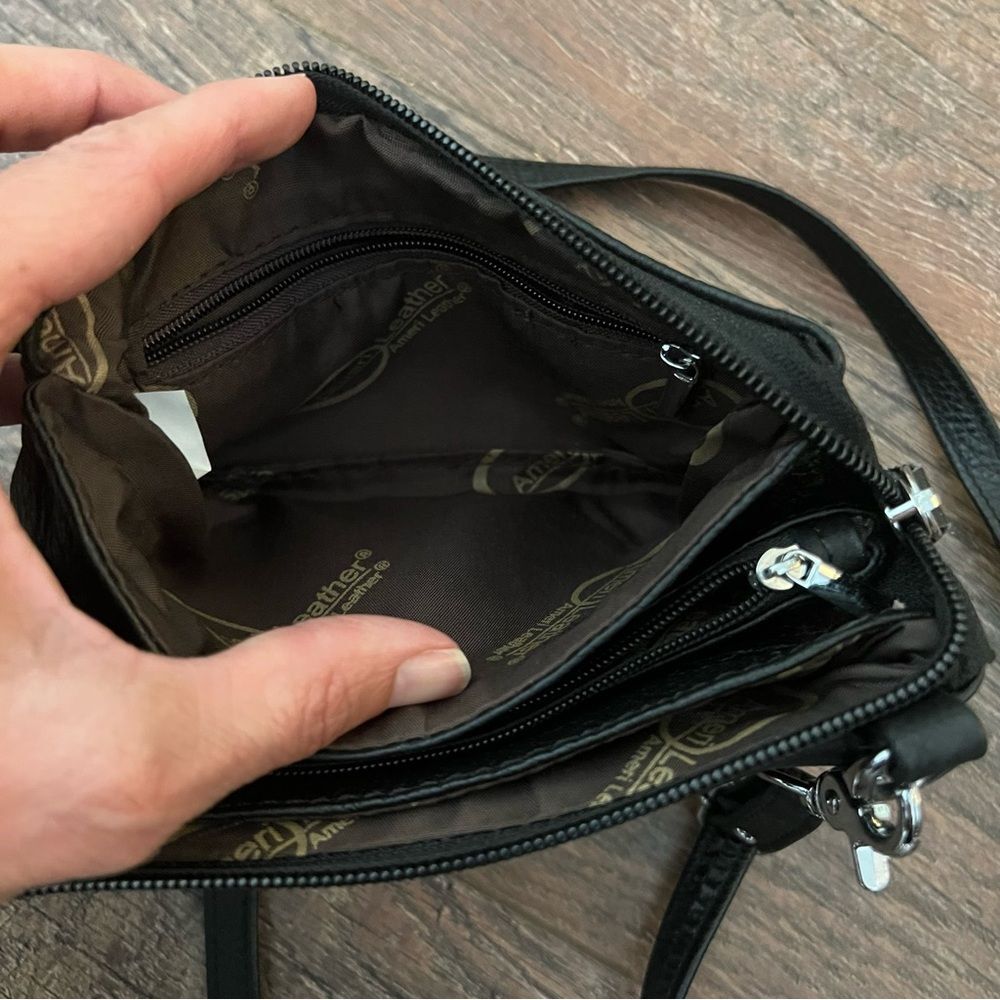 Ameri Leather Crossbody Small Purse Black Detacha… - image 4